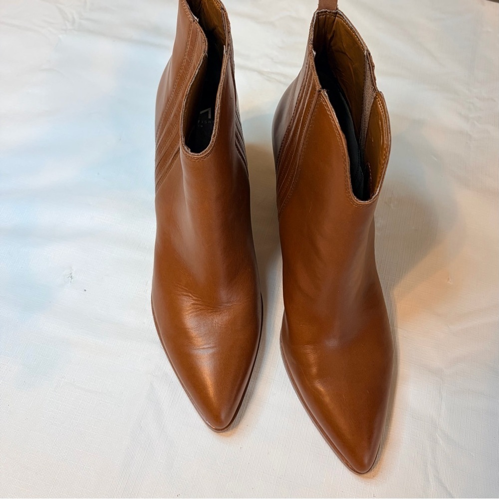 Marc Fisher Brown Leather Heeled Boots - Picture 3 of 9